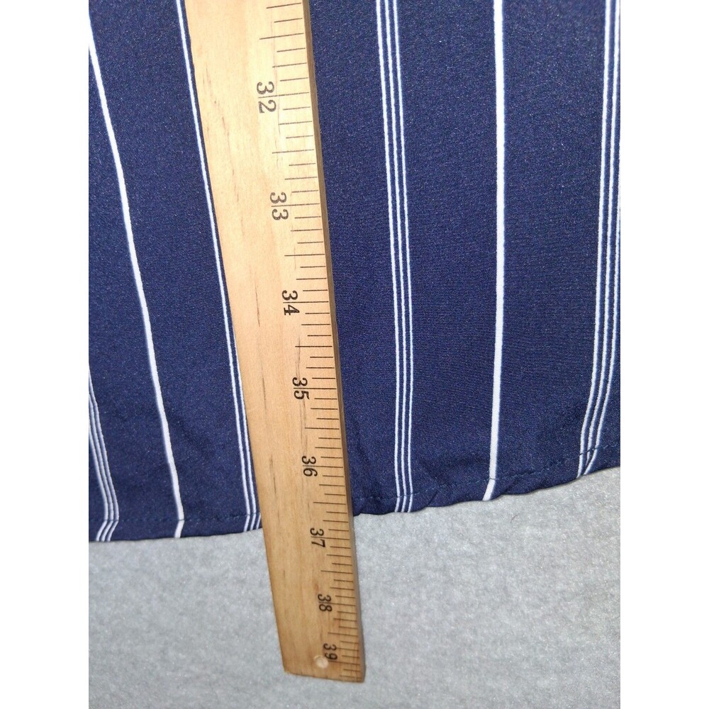 Hint Of Blush 3/4 Bell Sleeve Midi Dress Small Navy Blue Pinstripe Nautical - Picture 9 of 12